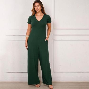 Imagem de Macacão Pantalona M/C Bolsos BBonnie Esther Verde Musgo-Feminino