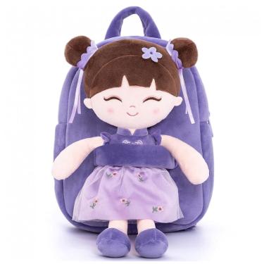 Imagem de Mochila infantil Gloveleya boneca asiática roxa de pelúcia