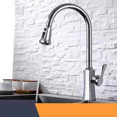 Imagem de Torneiras de cozinha quadradas pretas, alça única, torneira de cozinha, furo único giratório, rotação de 360 ​​graus, torneira misturadora de água, 866388 cromo, China
