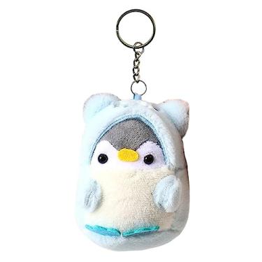 Imagem de Chaveiro de boneca pinguim, chaveiro de carro, adorável bolsa de armazemento chaveiros para bolsa de mão presentes perfeitos, orelha curta azul