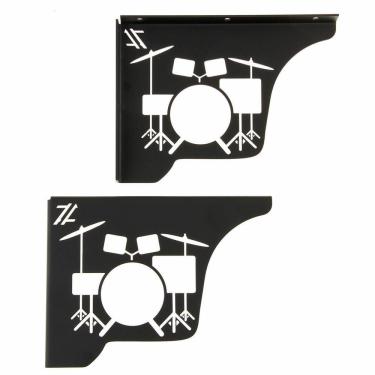 Imagem de Par Mão Francesa Preta Decorativa 20cm Bateria Acústica Aço Zarg para Prateleira