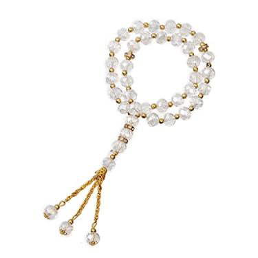 Imagem de Stebcece ✪ Contas de oração de Cristal de 10 mm Rosário Islâmico Natural Contas Muçulmanas 33 Contas de Preocupação Pulseiras Espelho Traseiro Ornamento Pendurado, Prata esterlina, Opala preta
