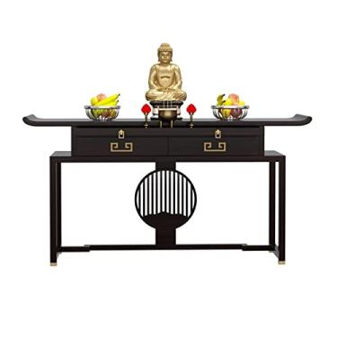 Imagem de Altar budista chinês mesa de oferta de madeira maciça doméstica, moderna e simples, estilo antigo, nicho de Buda de Deus da riqueza, mesa de incenso, novo estilo chinês, mesa econômica de oferta de nave meditação Ta
