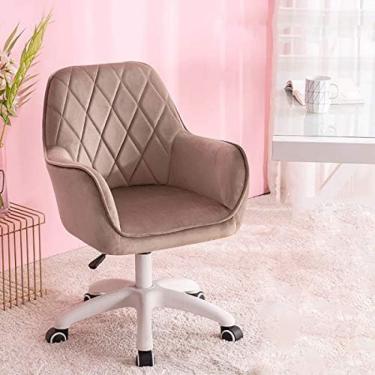 Imagem de Cadeira De Computador Com Apoio De Braço, Cadeira De Escritório De Veludo, Cadeira De Conferência Ergonômica Com Altura Ajustável, Cadeira Giratória Moderna Para Sala De Estudo Em Casa -,Marrom,43