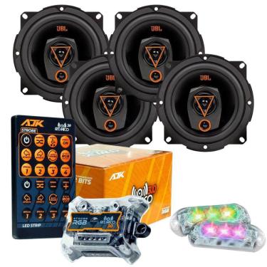 Imagem de Kit 4 Alto Falantes Triaxiais JBL 5TRMS80 320 Watts Rms + Kit 2 Strobo AJK 6W Ritimico 3.0