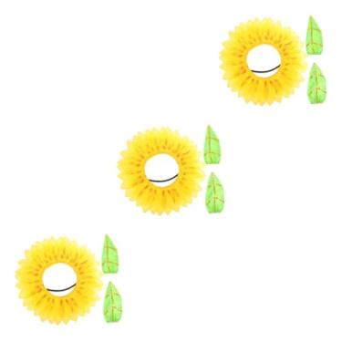 Imagem de Zerodeko 3 Partidas cocar de flor de sol trajes de dança chapéu de girassol infantil dia das Bruxas segurando flores Presente cocar de flores filho colar pano de seda