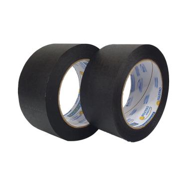 Imagem de Kit De Fita Crepe Adesiva Larga Preta 2 Rolos 48mm X 50m