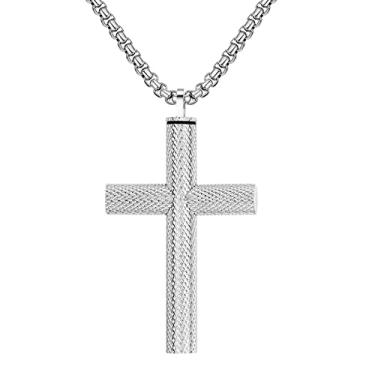 Imagem de NMQLX Colar com cruz, pingente de urna de aço inoxidável para cinzas, colar memorial de cinzas para homens e mulheres, Metal, outro