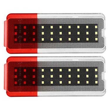 Imagem de A ABSOPRO Luz de porta LED painel refletor de porta cortesia lâmpada de aviso de luz de aviso F81Z-2523820-AA para Ford Excursion 2000-2005 Lente transparente LED branco vermelho 1 par