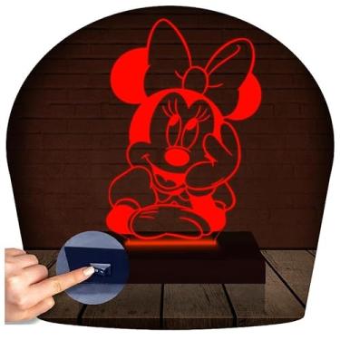 Imagem de Luminária Led 3d | Minnie Mickey Disney | Abajur Vermelho