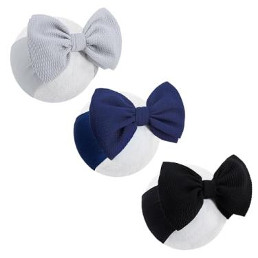 Imagem de Lanmerry Faixas de cabelo para meninas, laços de bebê, com laços, elásticos, faixas de cabelo grandes para meninas, bebês, crianças, pacote com 3, preto