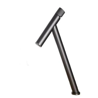 Imagem de Torneira da bacia do banheiro única alavanca quente e fria de bronze misturador água arma cinza único bacia misturador pia água guindaste, arma cinza alto