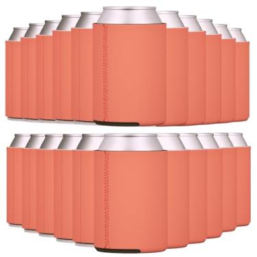 Imagem de TahoeBay Neoprene Can Coolers Sublimation Blanks (50-Pack) Bulk Blank 12 Oz Can Insulator Beer Can Sleeve for Soda, Insulated Cold Drinks, Bottles - HTV, Personalized Party Favors (Coral)