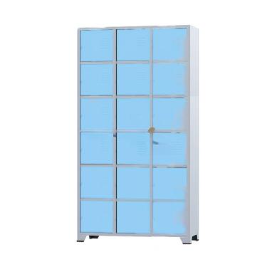 Imagem de Armário Roupeiro De Aço 18 Portas Para Vestiário Academia Locker Azul Claro com Chave