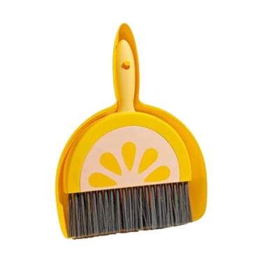 Imagem de Generic Mini conjunto de vassoura e pá de lixo para crianças, escova de limpeza e pá de lixo, conjunto educacional de vassoura para crianças, para mesa, casa, limão