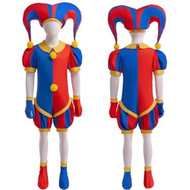 Imagem de Cheayog Incrível macacão de circo digital pomni fantasia engraçada com chapéu adorável vestido para Halloween adulto e criança