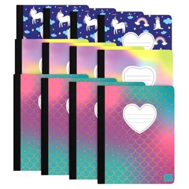 Imagem de ScribbleMate Caderno de composição fofo pautado largo, caderno de composição para crianças, caderno de composição pautado largo para meninos e meninas. 100 folhas, 200 páginas, 24 x 19 cm, (pacote com