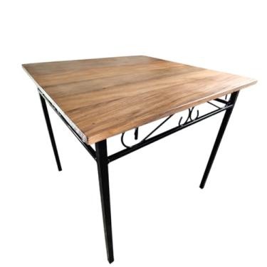 Imagem de Mesa de Jantar Artesanal Ferro e Madeira 4 Lugares Quadrada (70x70 cm)