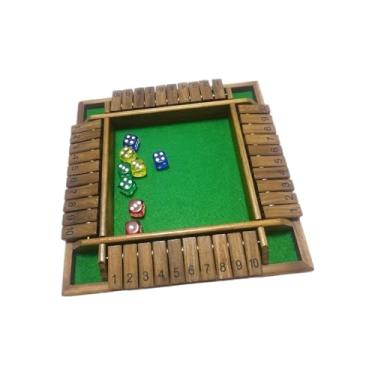 Imagem de YIJU Jogo de dados Shut The Box Jogo de estratégia Jogo prático engraçado Artesanato de madeira portátil Jogo de tabuleiro de madeira Jogo de mesa para, Cor de Madeira