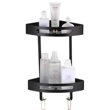 Imagem de Suporte de Canto Banheiro 2 Prateleiras Porta Shampoo Condicionador Sabonete Box Organi...