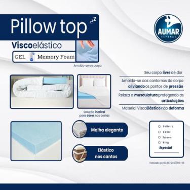 Imagem de Pillow Top Viscoelástico Gel Infusion Solteiro 0,78 X 1,88 Com 5cm Aum