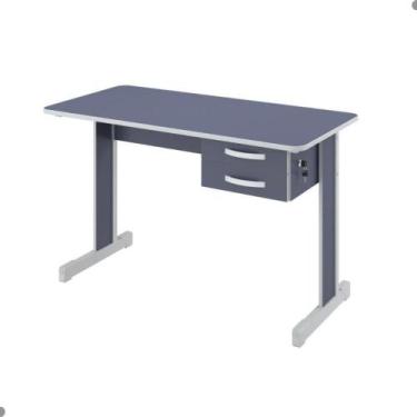 Imagem de Escrivaninha Office Azul 2 Gavetas Mesa Computador Florida - Mais de C