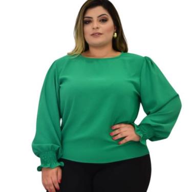 Imagem de Blusa Feminina Plus Size Camisa Social Manga Moda Elegante - Abusada S
