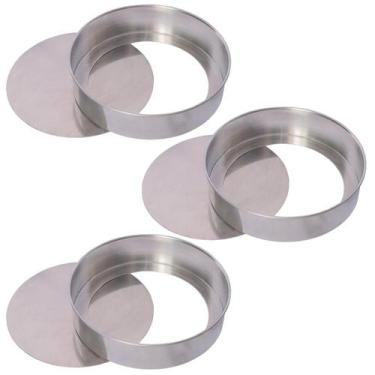 Imagem de 3 Forma Para Bolo Fundo Falso Aro Removivel N 30 Em Aluminio - Mania d