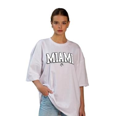 Imagem de Camiseta Oversized Estampada Miami Unissex Algodão Manga 3/4 - Zoe Str