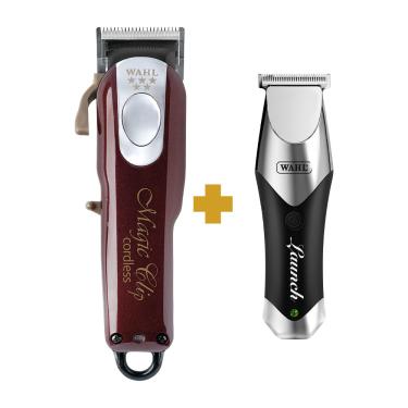 Imagem de Kit Máquina de Cortar Cabelo Wahl Magic Clip Cordless Bivolt + Máquina de Acabamento Wahl Launch Trimmer Bivolt .