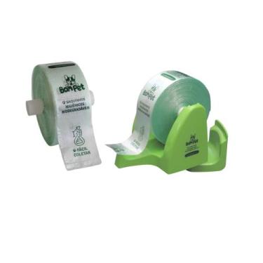 Imagem de Suporte parede verde c/ 2 bobinas saquinhos biodegradáveis - Bom Pet