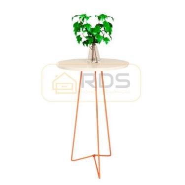 Imagem de Mesa de Canto Apoio Lateral Redonda Sala Pés de Aço Cobre - RDS Metalú