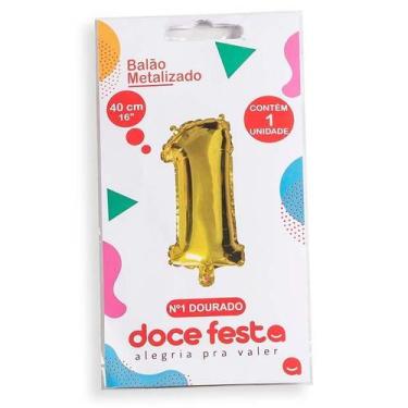 Imagem de Balão Metalizado Números 40cm Dourado - FUTURE, 1, Dourado