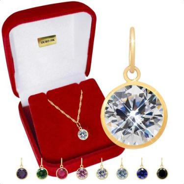 Imagem de Pingente Ouro 18k Ponto De Luz Zircônia 6mm - S.Demór Joias, Branco