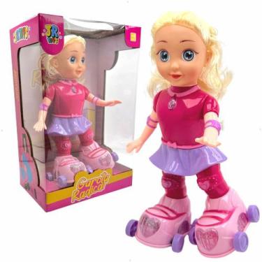 Imagem de Boneca Garota Radical Patins Brinquedo Luzes Coloridas Elétrico A Pilh