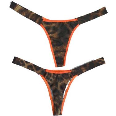 Imagem de Calcinha Fio Duplo Animal Print Neon Luxo Sensual Laranja - Patricia C