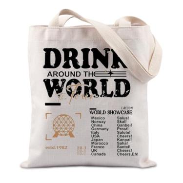 Imagem de Drink Around The World Gift Epcot Drink Team Gift Magic Kingdom Drinkers Gift Drink Tour Git Tote Bag, Drink Around, big