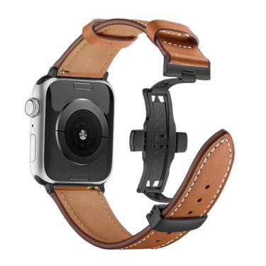 Imagem de FAGWIG Pulseira de substituição para Apple Watch séries SE 9, 8, 7, 6, 5, 4, 3, 2, 1, Ultra, 49 mm, 45 mm, 41 mm, 44 mm, 40 mm, 42 mm, 38 mm, feminina, masculina, couro genuíno para iWatch