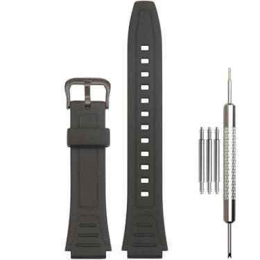 Imagem de WRISTARMOR Pulseira de relógio de resina compatível com Caiso W800HG AE1500WH AE1200WH AE-1300WH W-219H W218H F108WH Pulseira de reposição masculina à prova d'água (fivela preta)