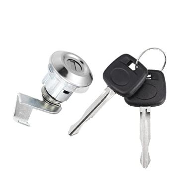 Imagem de X AUTOHAUX 1 conjunto de cilindro de bloqueio de porta de combustível com chaves para caminhonete Toyota 4Runner 1991-1995 69058-35180 cilindro de bloqueio de tanque de combustível tampa de enchimento de combustível cilindro de bloqueio de gás prateado 69058-35170