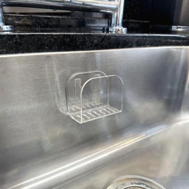 Imagem de Porta Esponja Acrílico Dupla Face Suporte Multifuncional Pia - Acrihom