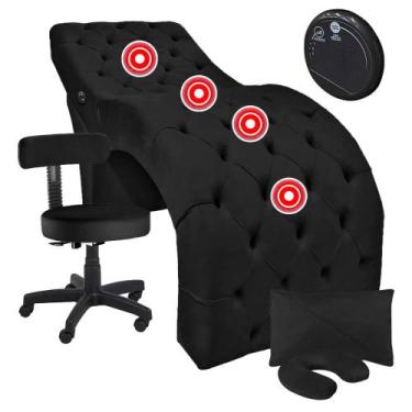 Imagem de Maca Fixa para Estética Design Cílios com Massagem e Cadeira Mocho Vel