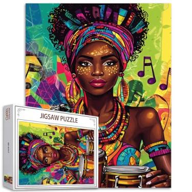 Imagem de Quebra-cabeça de 1000 peças para adultos afro-americana, pintura de mulher negra, 1000 peças, jogo de mulher, equipamento musical, decoração de parede, música, motes, faça você mesmo, arte de