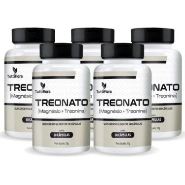 Imagem de 5x Treonato (Magnésio + Treonina) 500mg 60 Cáps TuttiFlora
