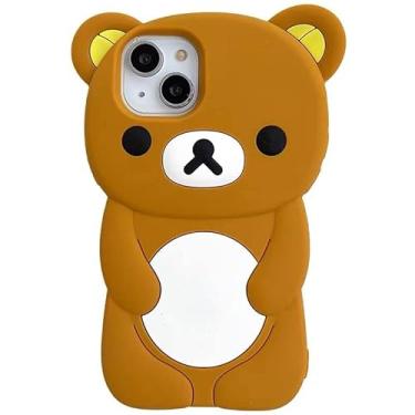 Imagem de Capa de urso de silicone macio ultra grossa para Apple iPhone 12 Pro Max cor marrom Teddy Animal 3D desenho animado japonês bonito adorável adorável Kawaii crianças meninas mulheres