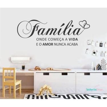 Imagem de adesivo de parede família frase decoração quarto sala - Senhorita Deco