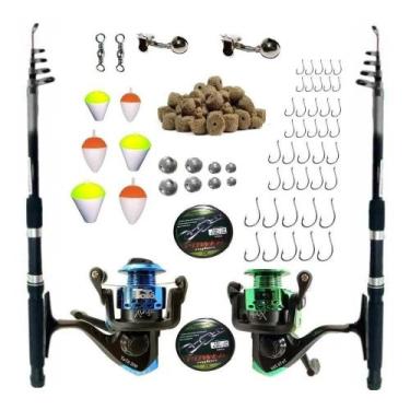 Imagem de Kit Pesca C/ 2 Varas Telescópicas E 2 Molinetes+ Acessórios - Fishing 
