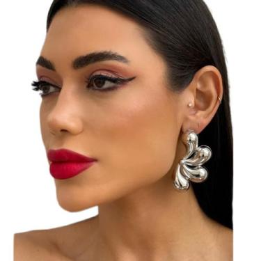 Imagem de Brincos Femininos Flor Argola Folheado Ouro 18k Prata 925  Moda Gringa