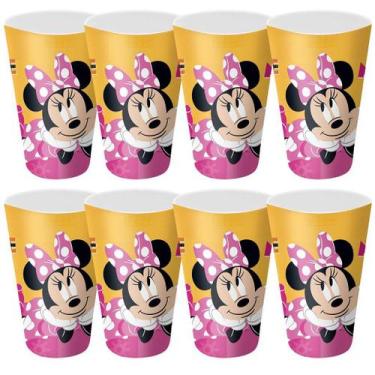 Imagem de Kit 8 Copos Festa Infantil Melamina Rosa Minnie Disney 300ml - Tuut - 