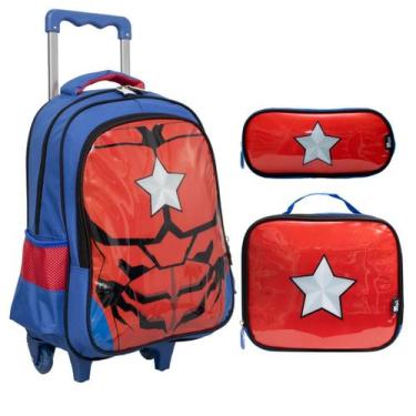 Imagem de Kit Mochila Infantil De Rodinha Lancheira e Estojo Super Star Yins YS4